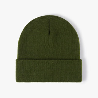 Green Warm Double-layer Wool Hat Simple Knitted Beanies