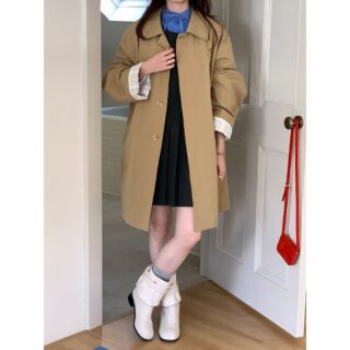 Lazy Style Trench Coat Women's High-End Simple Khaki Coat