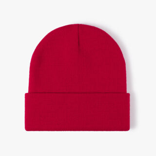 Red Warm and Thick Double-layer Wool Hat Simple Knitted Beanies