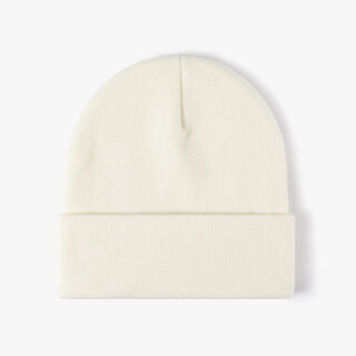 White Double-layer Wool Hat Simple Knitted Beanies