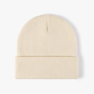 Beige Double-layer Wool Hat Simple Knitted Beanies